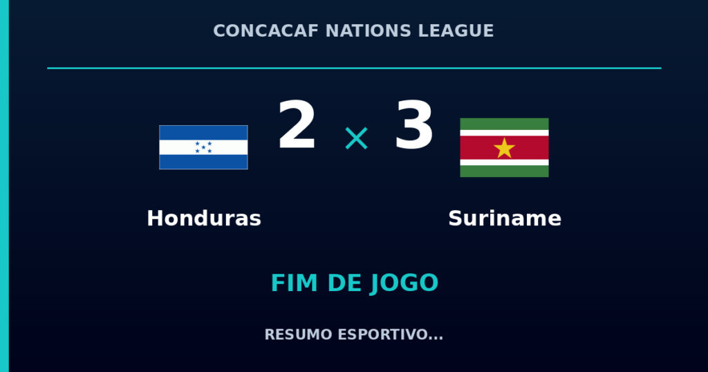 Suriname reage e vence Honduras por 3 a 2