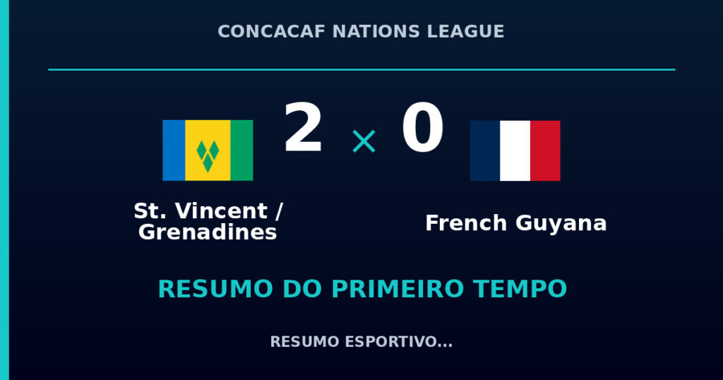 St. Vincent / Grenadines 2 x 0 French Guyana: como foi o primeiro tempo
