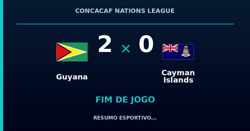 Guyana vence Cayman Islands por 2 a 0