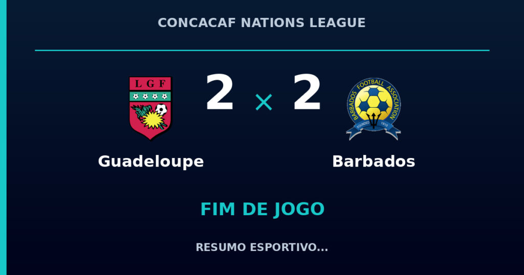 Guadeloupe busca empate aos 90+1 e evita derrota contra Barbados