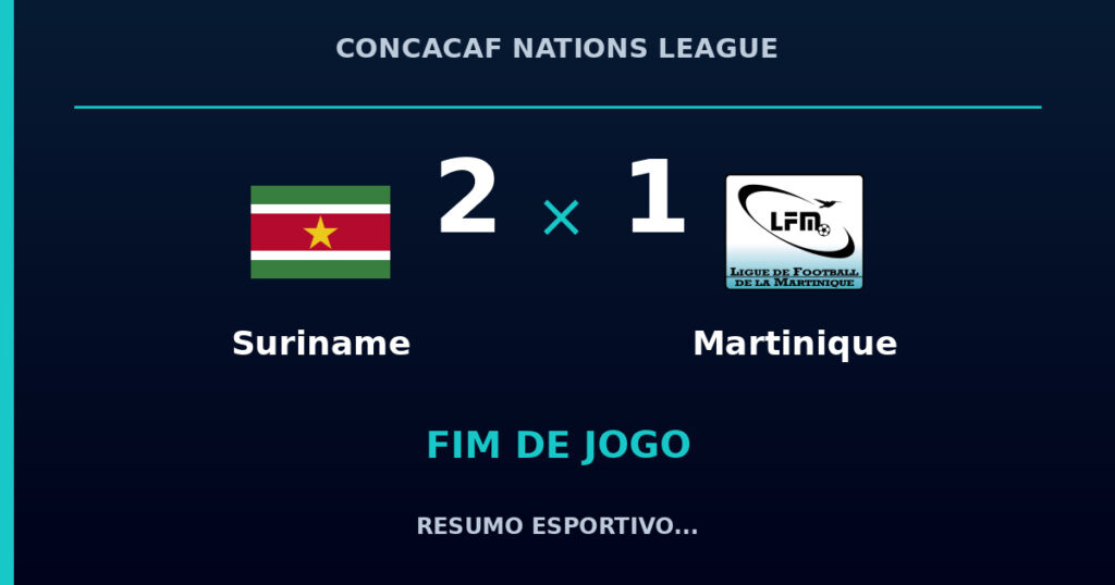 Suriname vence Martinique por 2 a 1
