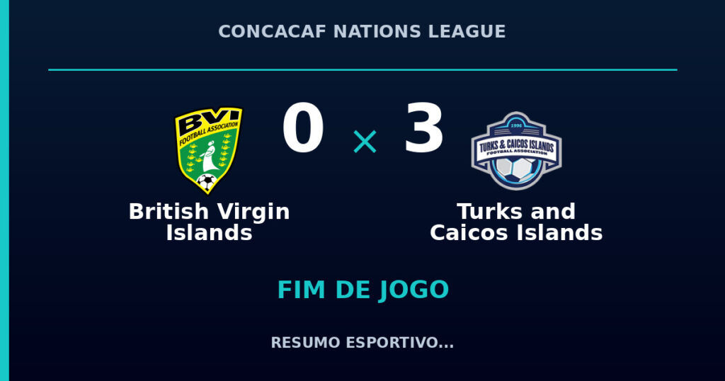 Turks and Caicos Islands vence British Virgin Islands por 3 a 0