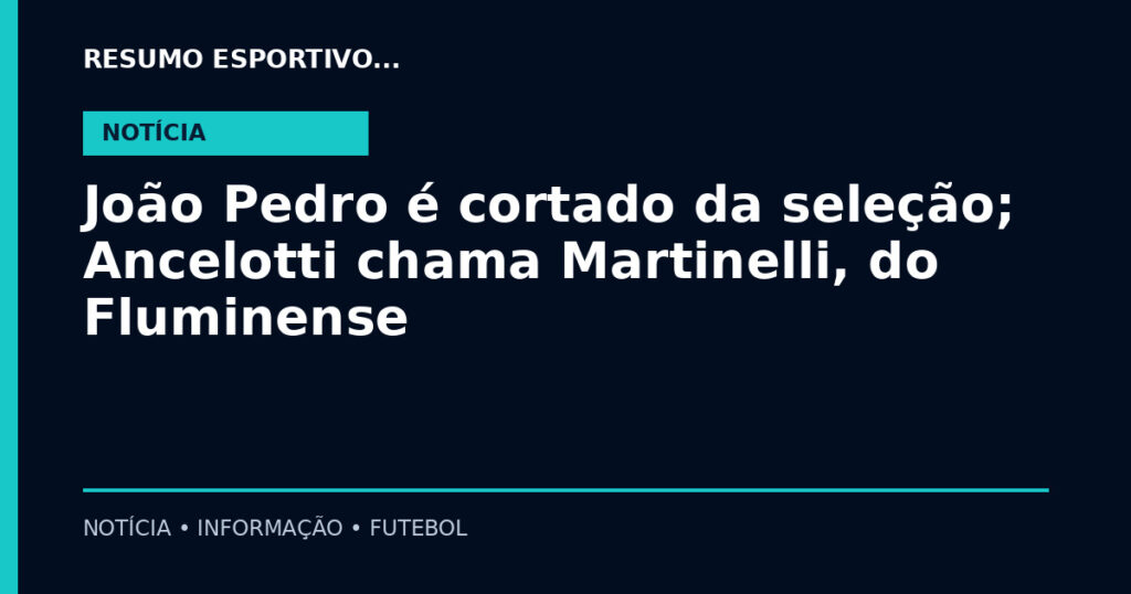 João Pedro é cortado da seleção; Ancelotti chama Martinelli, do Fluminense