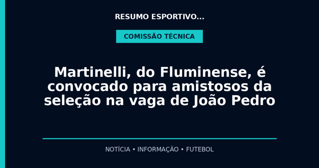 Martinelli, do Fluminense, é convocado para amistosos da seleção na vaga de João Pedro
