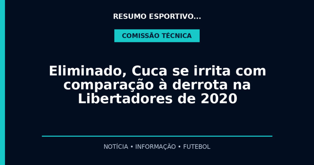 Eliminado, Cuca se irrita com comparação à derrota na Libertadores de 2020
