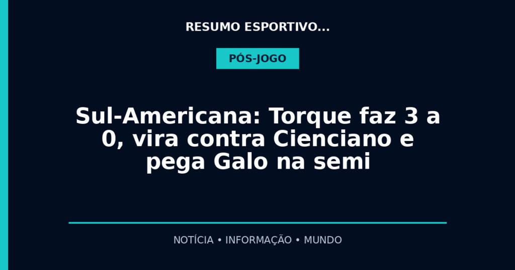 Sul-Americana: Torque faz 3 a 0, vira contra Cienciano e pega Galo na semi
