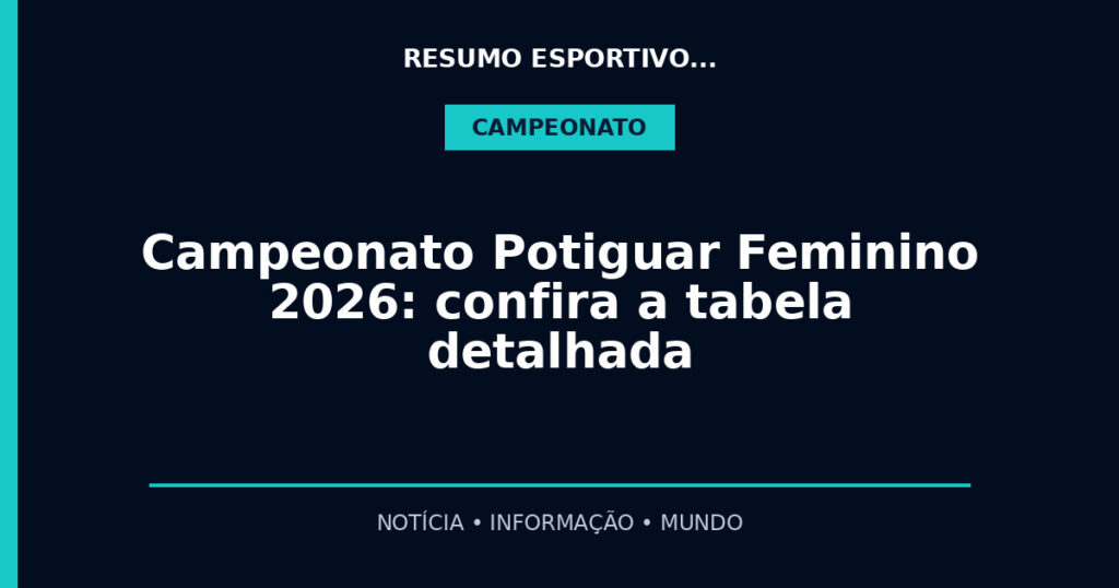 Campeonato Potiguar Feminino 2026: confira a tabela detalhada