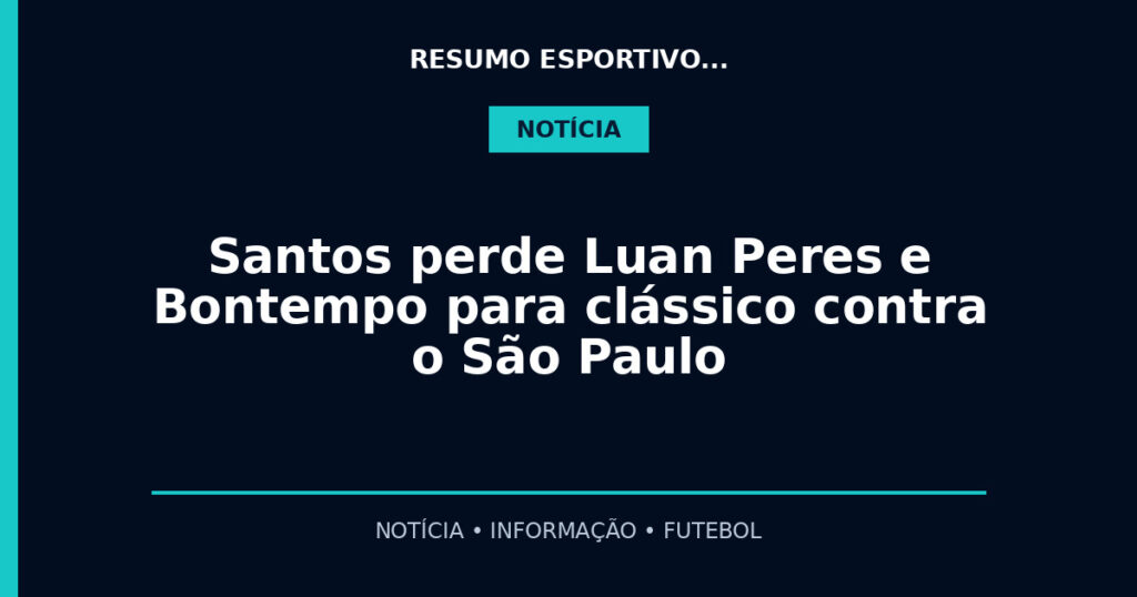 Santos perde Luan Peres e Bontempo para clássico contra o São Paulo