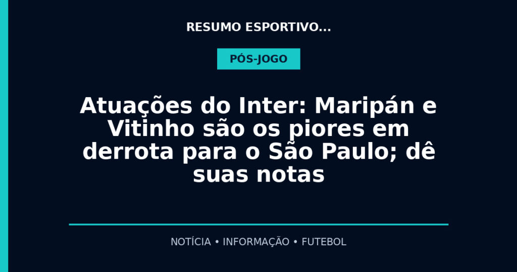 Atuações do Inter: Maripán e Vitinho são os piores em derrota para o São Paulo; dê suas notas