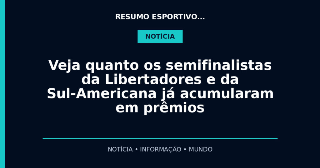 Veja quanto os semifinalistas da Libertadores e da Sul-Americana já acumularam em prêmios