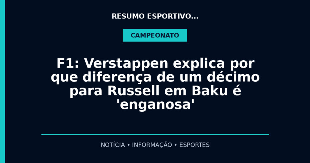 F1: Verstappen explica por que diferença de um décimo para Russell em Baku é 'enganosa'
