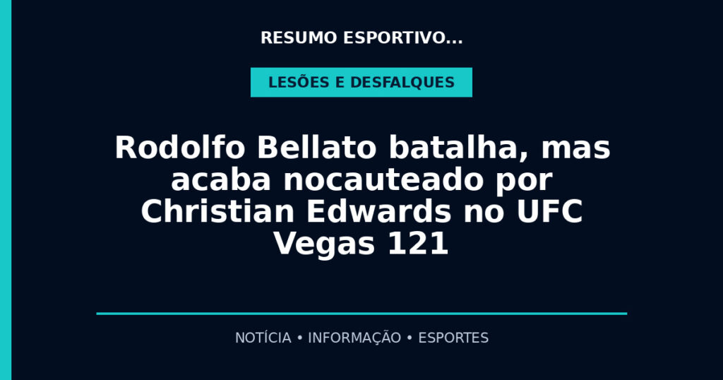 Rodolfo Bellato batalha, mas acaba nocauteado por Christian Edwards no UFC Vegas 121