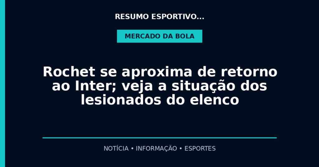 Rochet se aproxima de retorno ao Inter; veja a situação dos lesionados do elenco