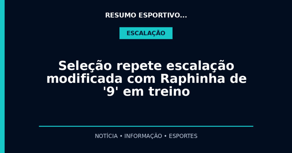 Seleção repete escalação modificada com Raphinha de '9' em treino