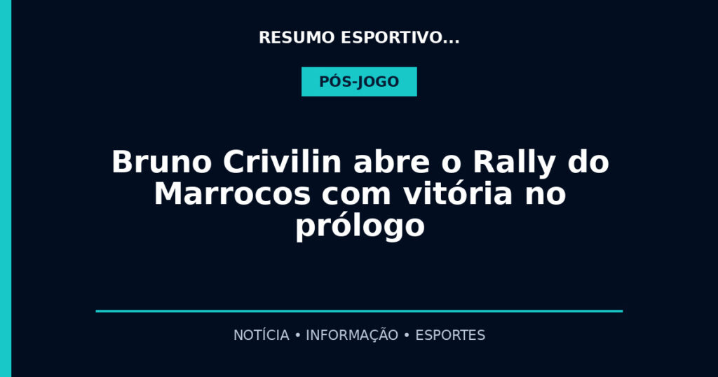 Bruno Crivilin abre o Rally do Marrocos com vitória no prólogo
