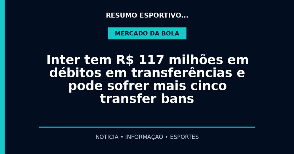 Inter tem R$ 117 milhões em débitos em transferências e pode sofrer mais cinco transfer bans