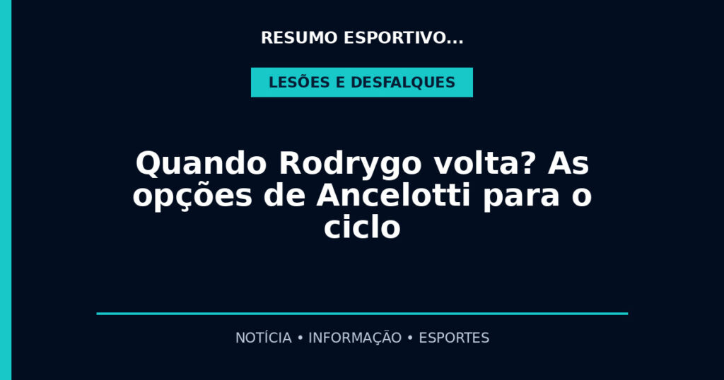 Quando Rodrygo volta? As opções de Ancelotti para o ciclo