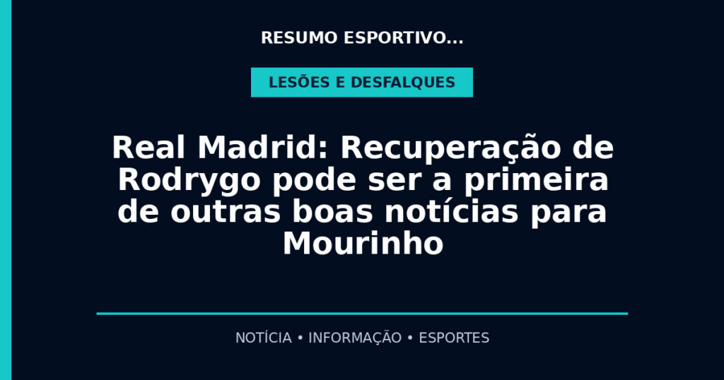 Real Madrid: Recuperação de Rodrygo pode ser a primeira de outras boas notícias para Mourinho