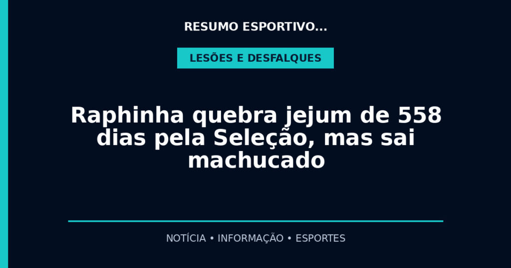 Raphinha quebra jejum de 558 dias pela Seleção, mas sai machucado