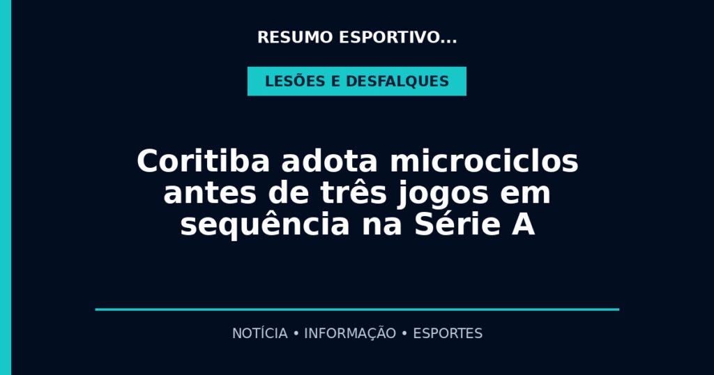 Coritiba adota microciclos antes de três jogos em sequência na Série A