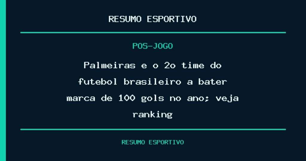 Palmeiras é o 2º time do futebol brasileiro a bater marca de 100 gols no ano; veja ranking
