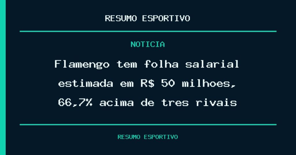 Flamengo tem folha salarial estimada em R$ 50 milhões, 66,7% acima de três rivais