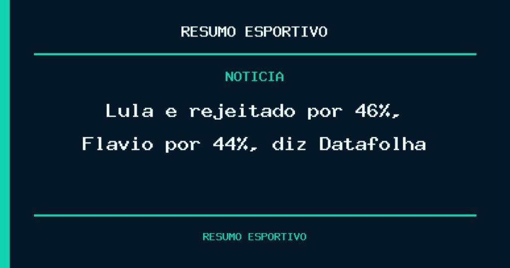 Lula é rejeitado por 46%, Flávio por 44%, diz Datafolha