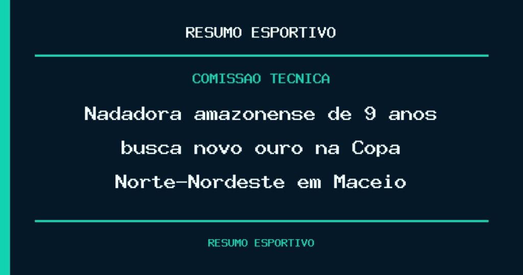 Nadadora amazonense de 9 anos busca novo ouro na Copa Norte-Nordeste em Maceió