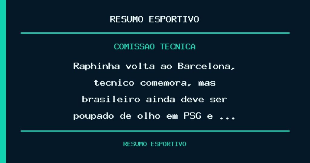 Raphinha volta ao Barcelona, técnico comemora, mas brasileiro ainda deve ser poupado de olho em PSG e …