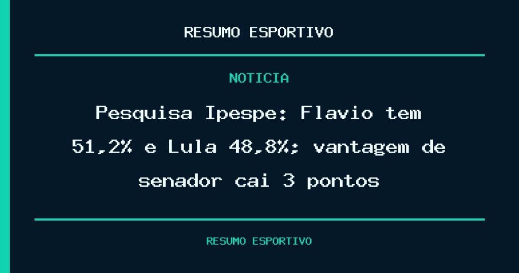 Pesquisa Ipespe: Flávio tem 51,2% e Lula 48,8%; vantagem de senador cai 3 pontos