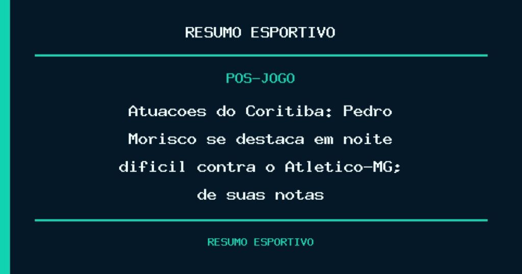 Atuações do Coritiba: Pedro Morisco se destaca em noite difícil contra o Atlético-MG; dê suas notas