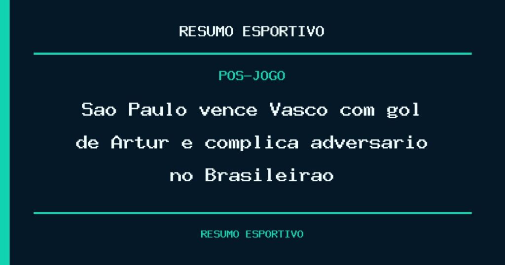 São Paulo vence Vasco com gol de Artur e complica adversário no Brasileirão