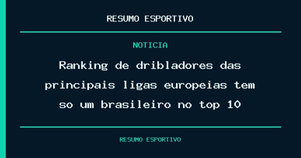 Ranking de dribladores das principais ligas europeias tem só um brasileiro no top 10