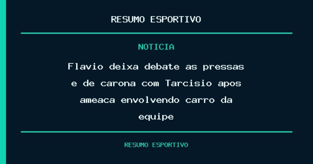 Flávio deixa debate às pressas e de carona com Tarcísio após ameaça envolvendo carro da equipe