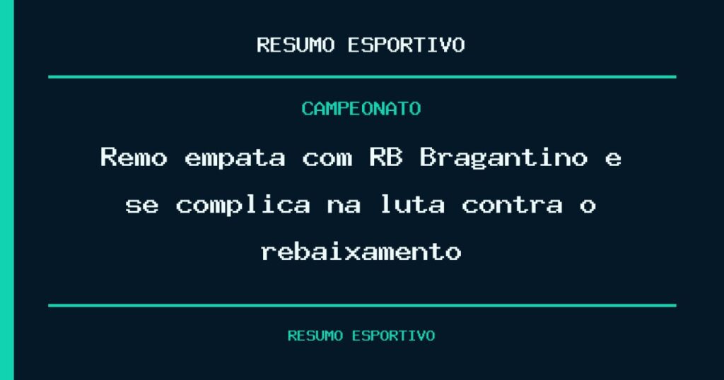 Remo empata com RB Bragantino e se complica na luta contra o rebaixamento