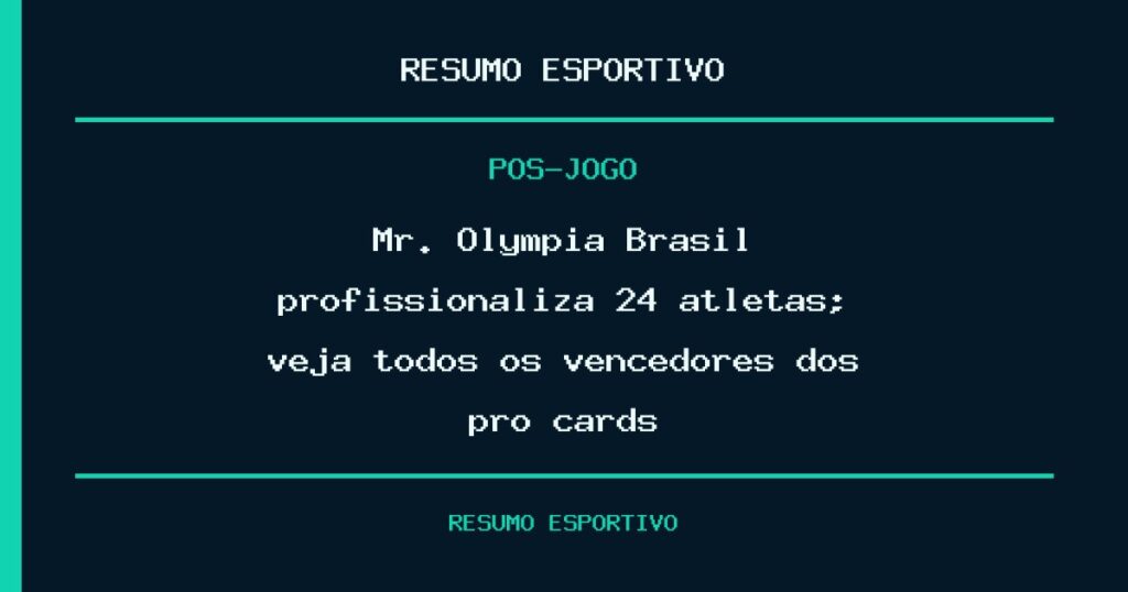 Mr. Olympia Brasil profissionaliza 24 atletas; veja todos os vencedores dos pro cards