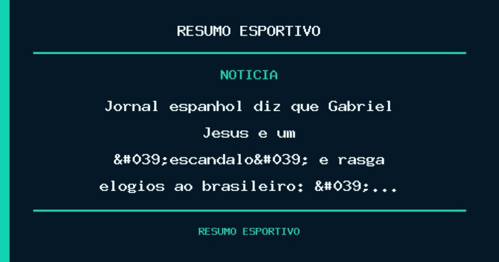 Jornal espanhol diz que Gabriel Jesus é um 'escândalo' e rasga elogios ao brasileiro: '…