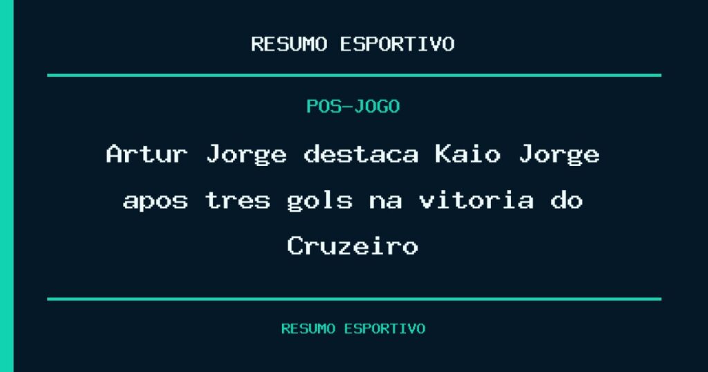 Artur Jorge destaca Kaio Jorge após três gols na vitória do Cruzeiro