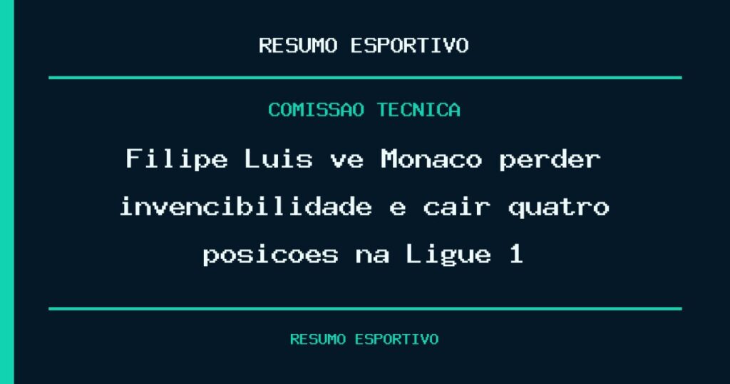 Filipe Luís vê Monaco perder invencibilidade e cair quatro posições na Ligue 1