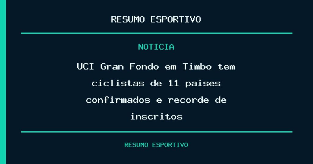 UCI Gran Fondo em Timbó tem ciclistas de 11 países confirmados e recorde de inscritos