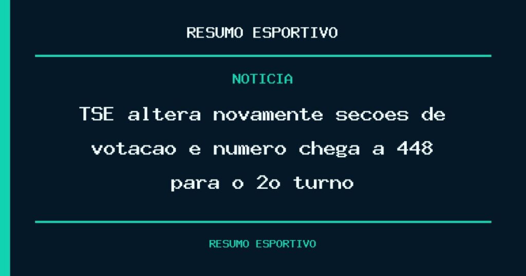 TSE altera novamente seções de votação e número chega a 448 para o 2º turno