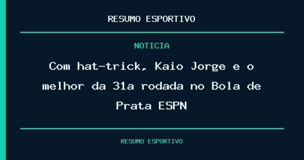 Com hat-trick, Kaio Jorge é o melhor da 31ª rodada no Bola de Prata ESPN