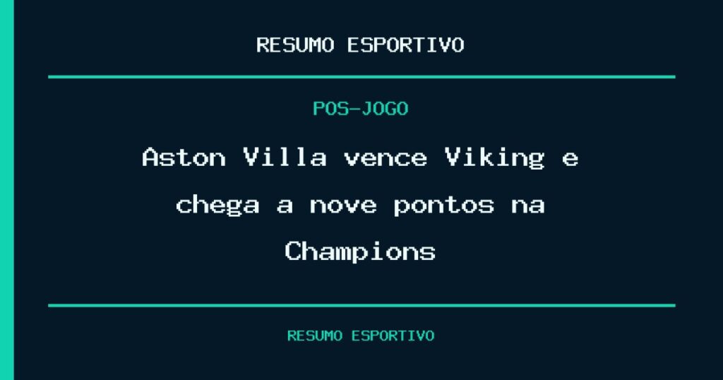 Aston Villa vence Viking e chega a nove pontos na Champions
