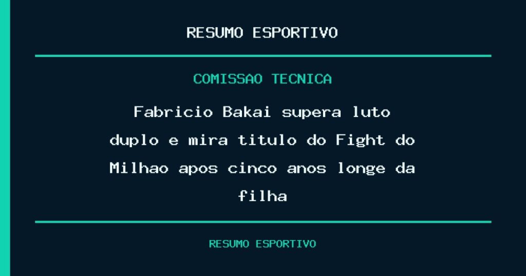 Fabrício Bakai supera luto duplo e mira título do Fight do Milhão após cinco anos longe da filha