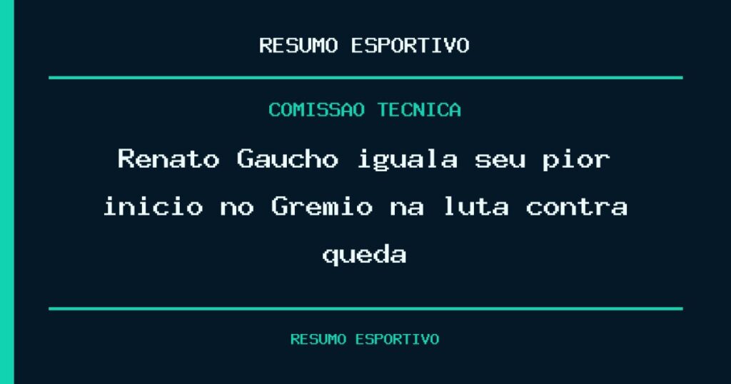 Renato Gaúcho iguala seu pior início no Grêmio na luta contra queda
