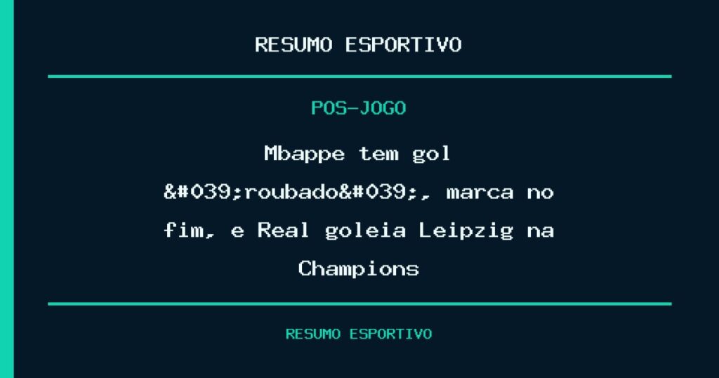 Mbappé tem gol 'roubado', marca no fim, e Real goleia Leipzig na Champions