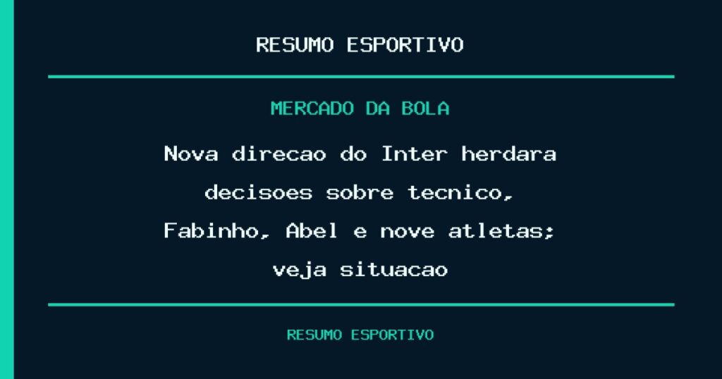 Nova direção do Inter herdará decisões sobre técnico, Fabinho, Abel e nove atletas; veja situação