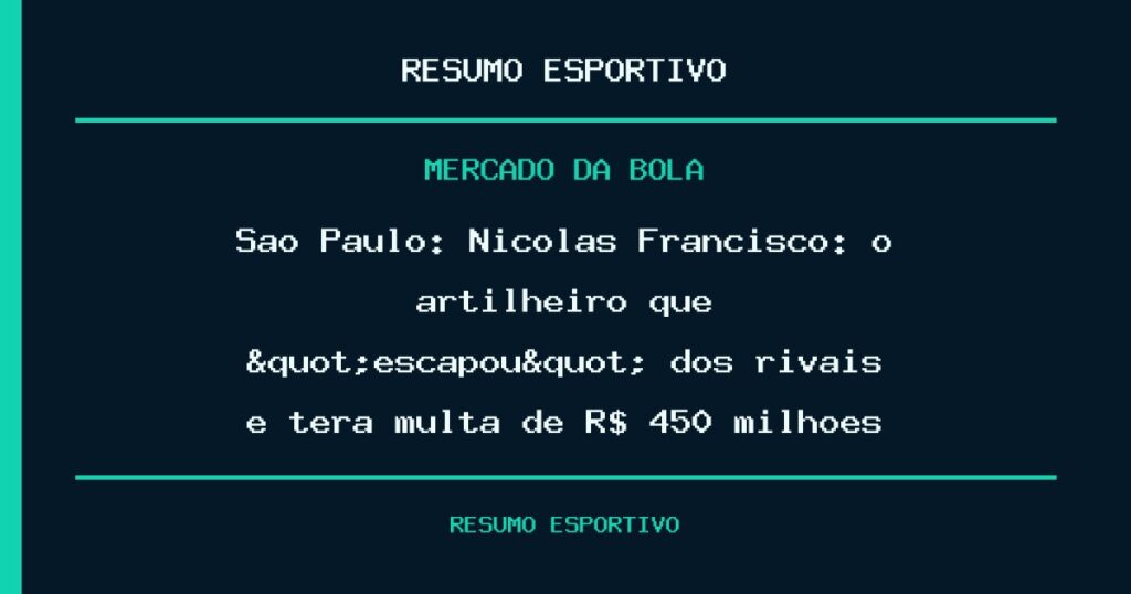 São Paulo: Nicolas Francisco: o artilheiro que "escapou" dos rivais e terá multa de R$ 450 milhões no S…