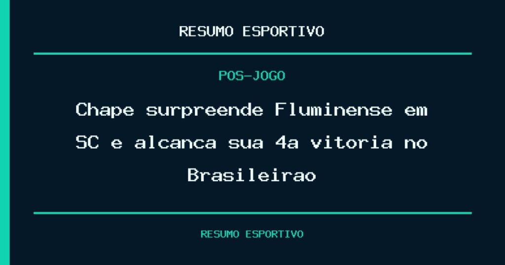 Chape surpreende Fluminense em SC e alcança sua 4ª vitória no Brasileirão