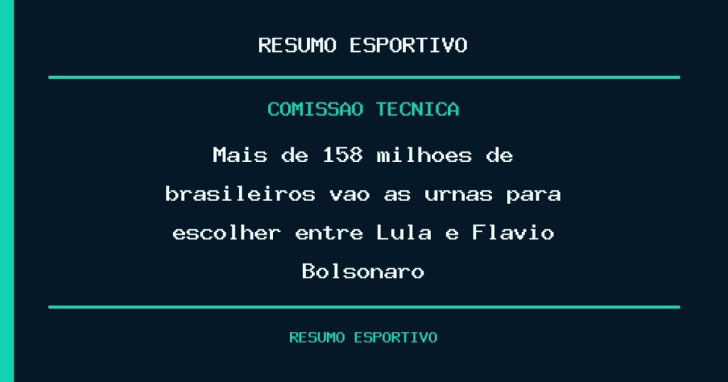 Mais de 158 milhões de brasileiros vão às urnas para escolher entre Lula e Flávio Bolsonaro